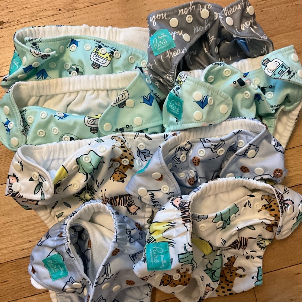 Pampers pure Printed Diaper Covers - Blue, Gray, Green